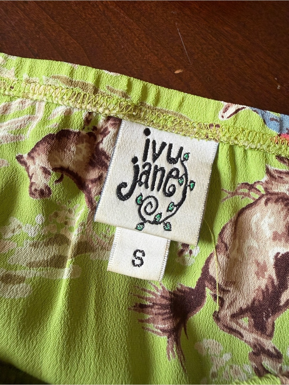 Ivy Jane Western Cowboy Skirt Rodeo Boho A-Line Green Sz S Montana Horses - Picture 5 of 8